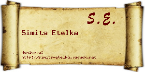 Simits Etelka névjegykártya